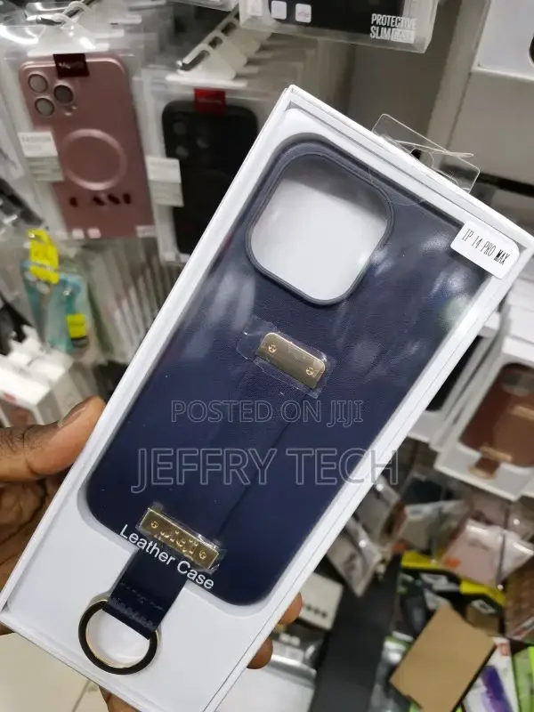Leather Blue Handle Strap Case for iPhone 14 Pro Max