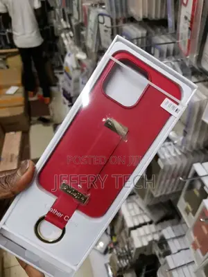Leather RED Handle Strap Case for iPhone 15 Pro Max