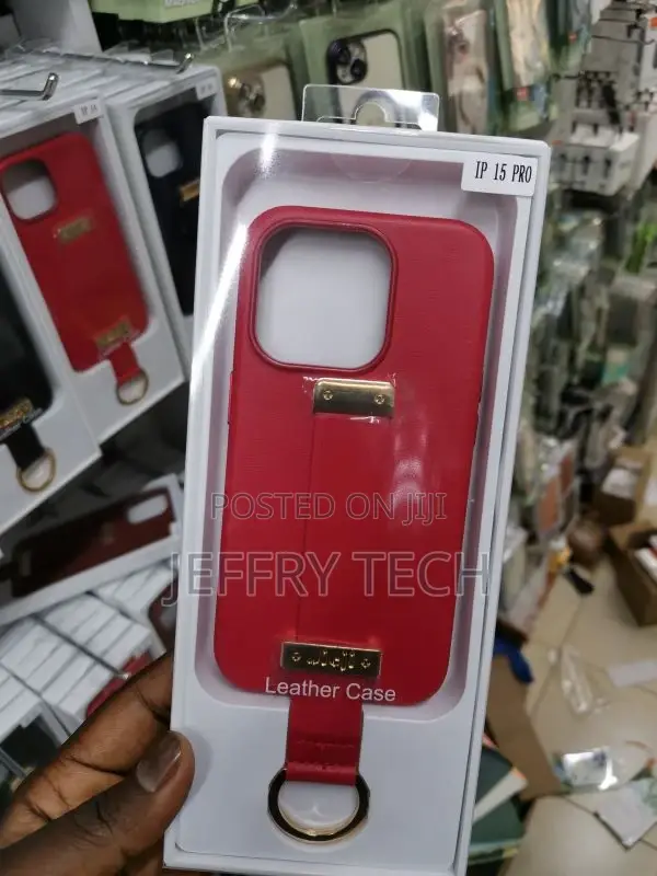 iPhone 15 Pro Case Ring Holder Hand Strap Stand Cover