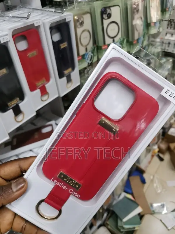 iPhone 15 Pro Case Ring Holder Hand Strap Stand Cover