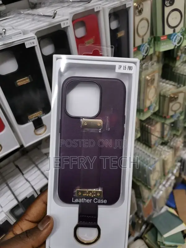 iPhone15 Pro Case Ring Holder Hand Strap Stand Cover Purple