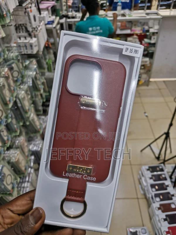 iPhone 15 Pro Luxury Leather Wrist Strap Square Case - main view