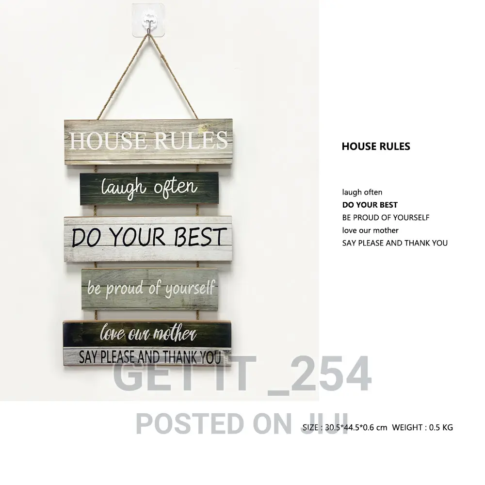 Hanging Board Wooden House Rules