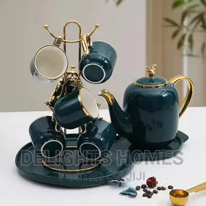 Set of Ceramic Kettle Tray and 6 Cups
