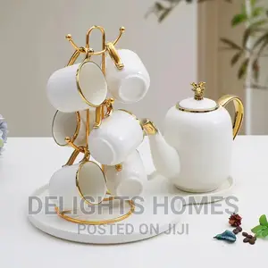 Set of Ceramic Kettle Tray and 6 Cups