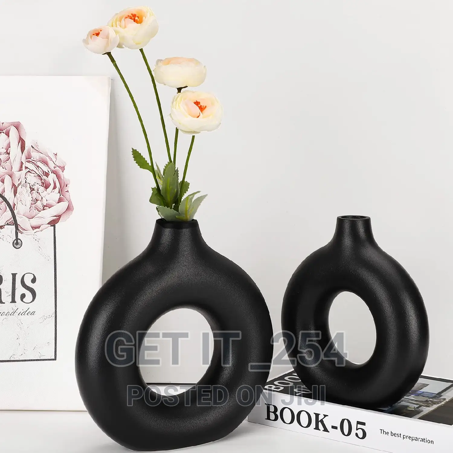 Porcelain Ceramic 2in1 Elegant Decor Donut Flower Vases