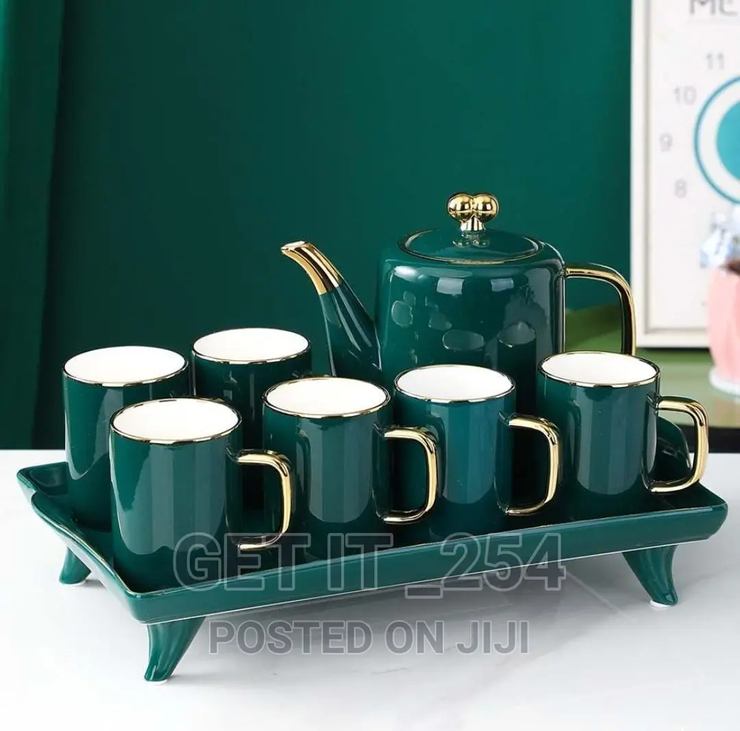 8pcs Quality Ceramic Tea Set With Gold Rim