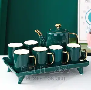 8pcs Quality Ceramic Tea Set With Gold Rim