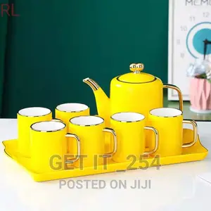 8pcs Quality Ceramic Tea Set With Gold Rim