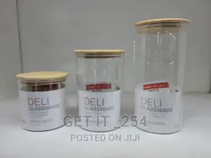 3pc Deli Glass Canister Set With Air Tight Bamboo Lid
