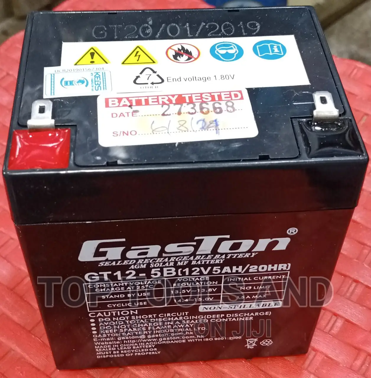 Gaston AGM MF Backup Battery 12v 5ah 20hr