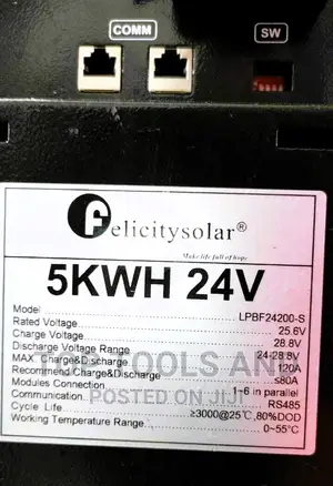 Felicity Lithium-Ion 5kwh 24v 200ah Solar Backup Battery.