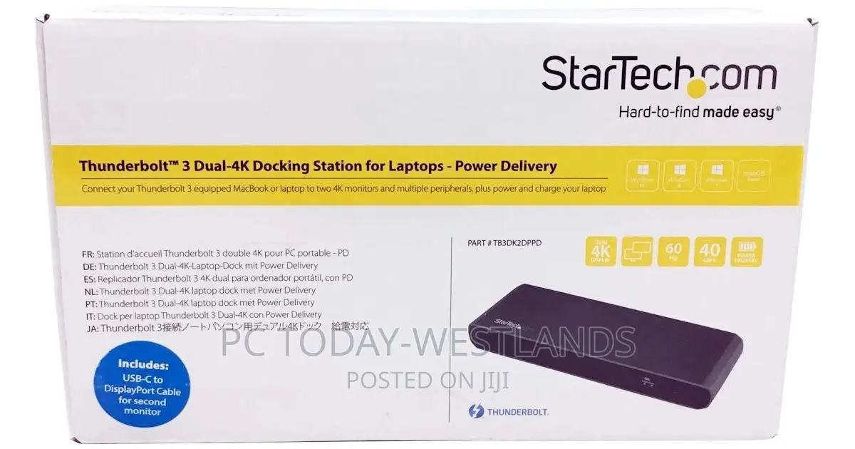Startech.Com Thunderbolt 3 Dock Dual Monitor 60hz Laptops