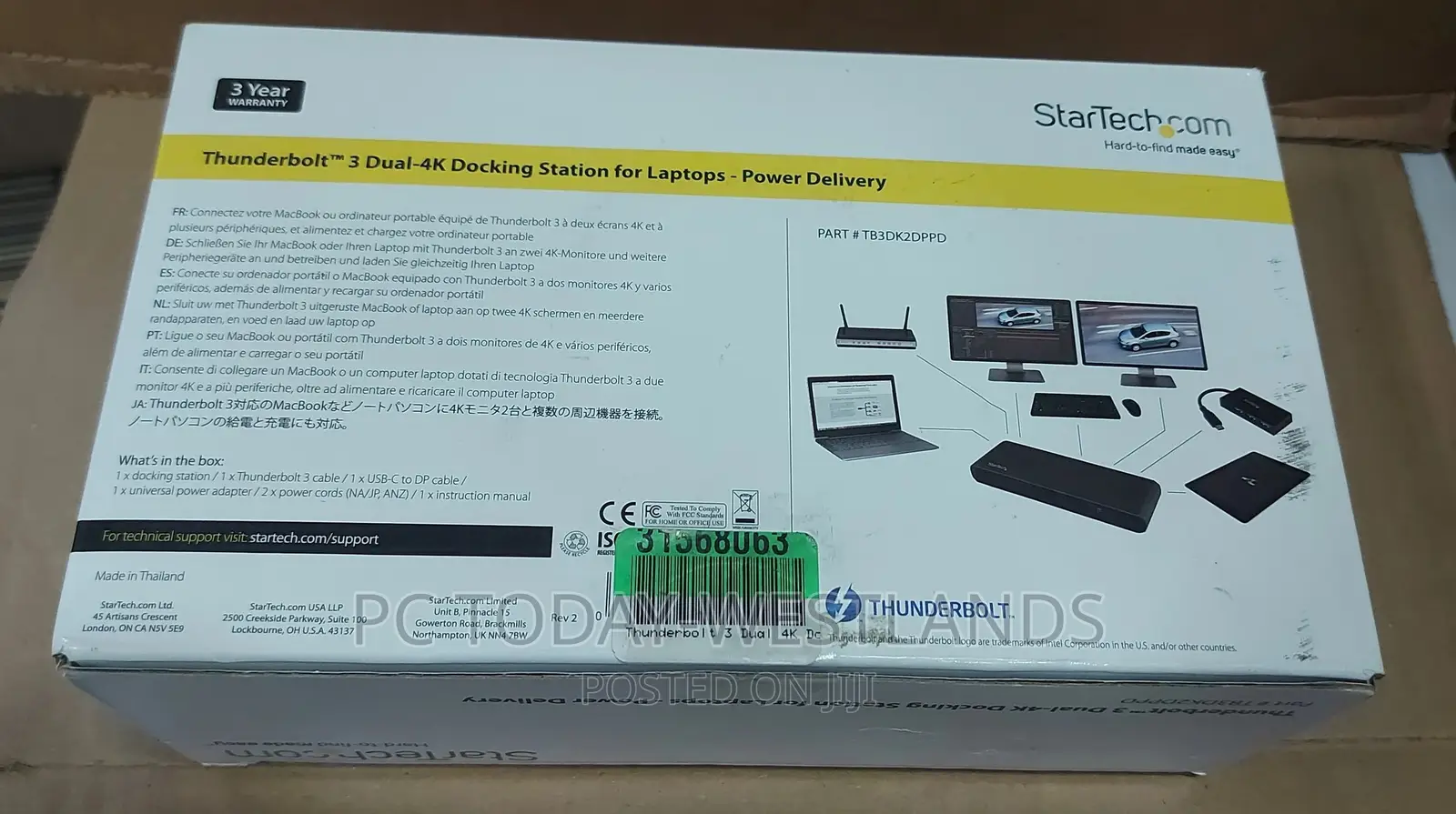 Thunderbolt 3 Dock - Dual 60hz Monitor 85w Pd Mac M1 Chip
