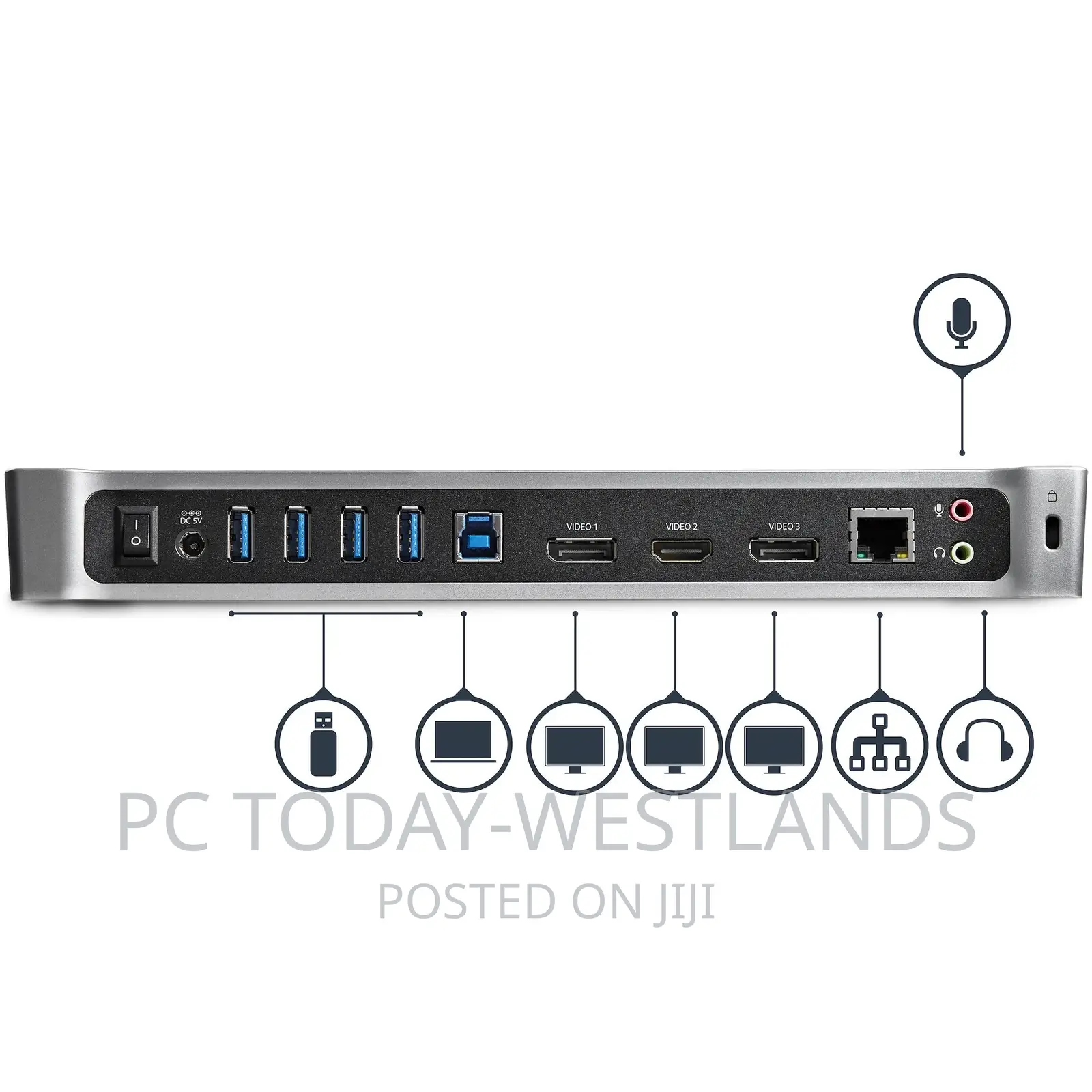 Triple Monitor USB 3.0 Docking Station With 2x4k Displayport