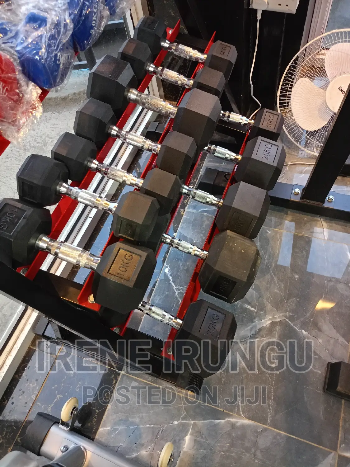 Hexagon Dumbbells#Rubber Dumbbells