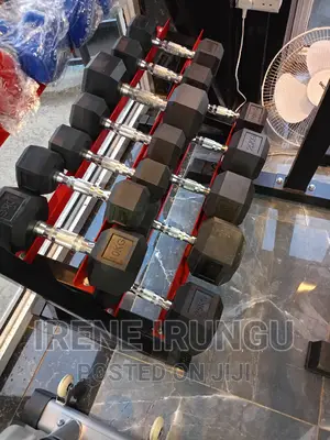 Hexagon Dumbbells#Rubber Dumbbells