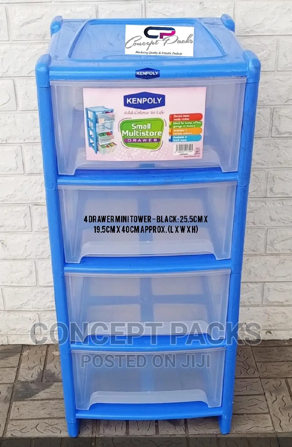 4 Tier Plastic Storage Drawers Unit Home School Large Draw
