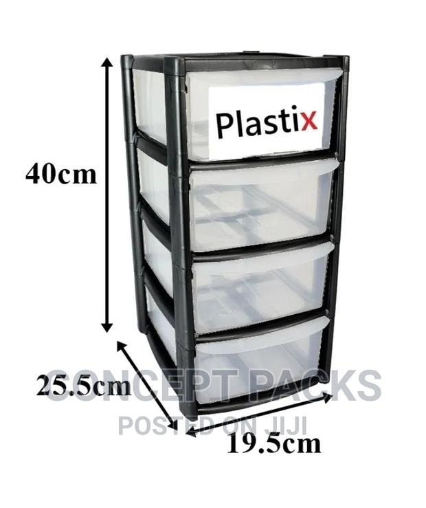 4 Tier Plastic Storage Drawers Unit Home School Large Draw - thumbnail 2