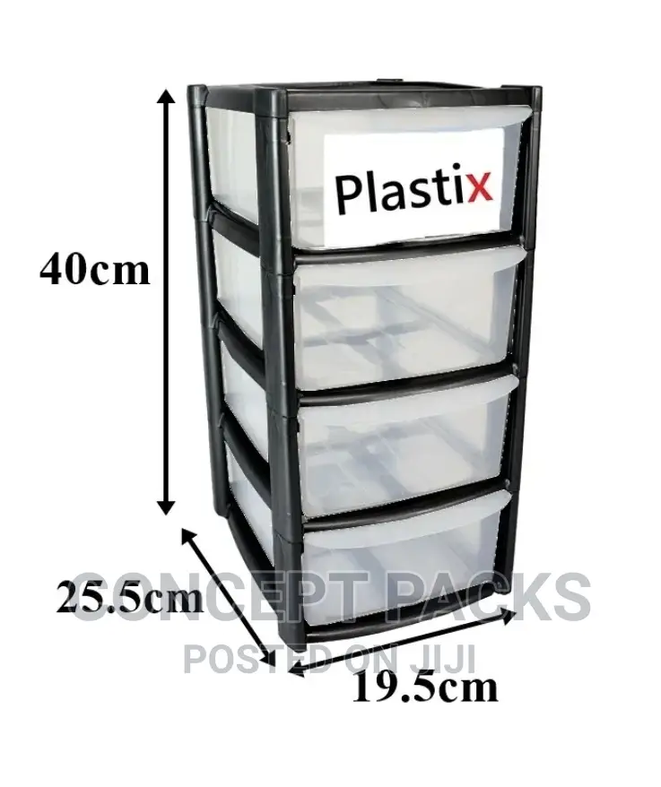 4 Tier Plastic Storage Drawers Unit Home School Large Draw