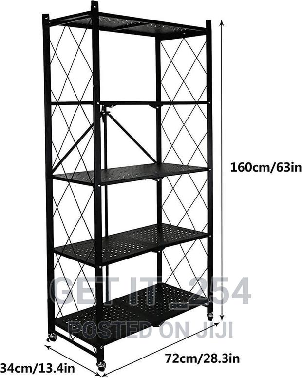 5 Tier Folding Shelves With Wheels - thumbnail 5