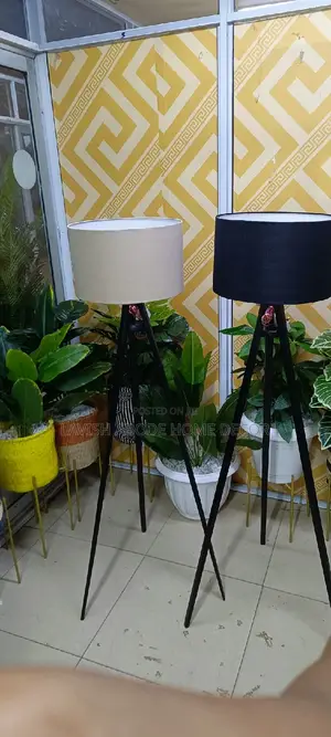Tripod Floor Lamp in Black Beige Shades and Other Colors