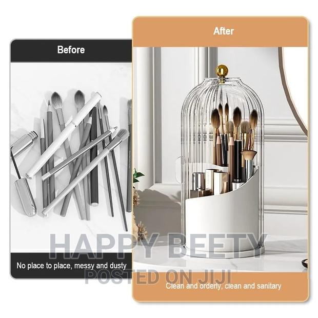 *360° Rotating Makeup Brushes Holder With Lid - thumbnail 3