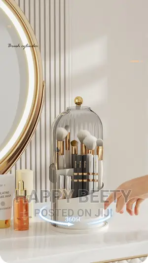 *360° Rotating Makeup Brushes Holder With Lid