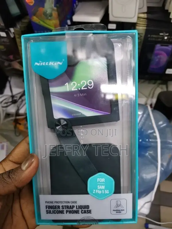 Nillkin Finger Strap Liquid Silicon Case Samsung Z Flip 5 Bl