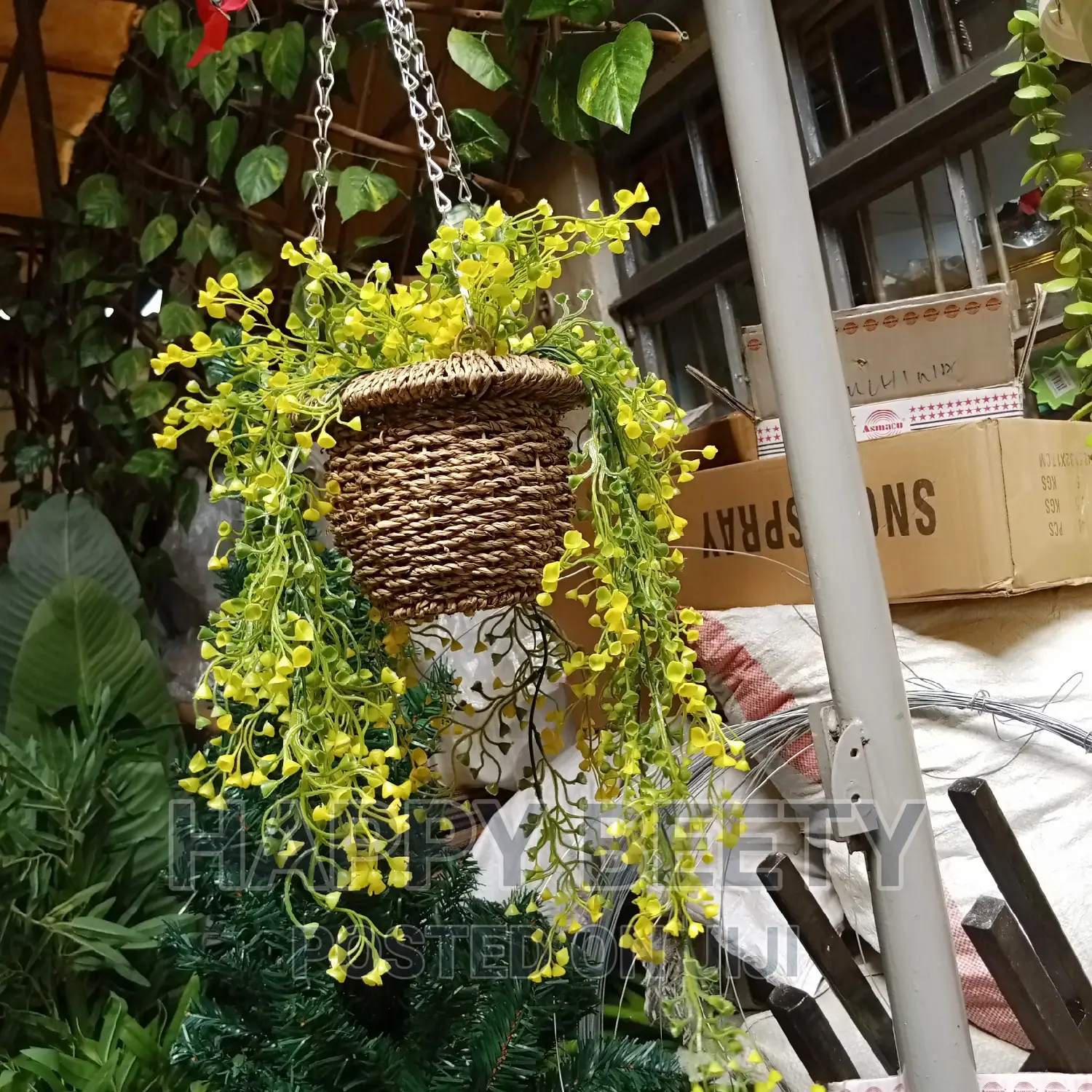 Artificial Wall Hanging With Hanging Basket