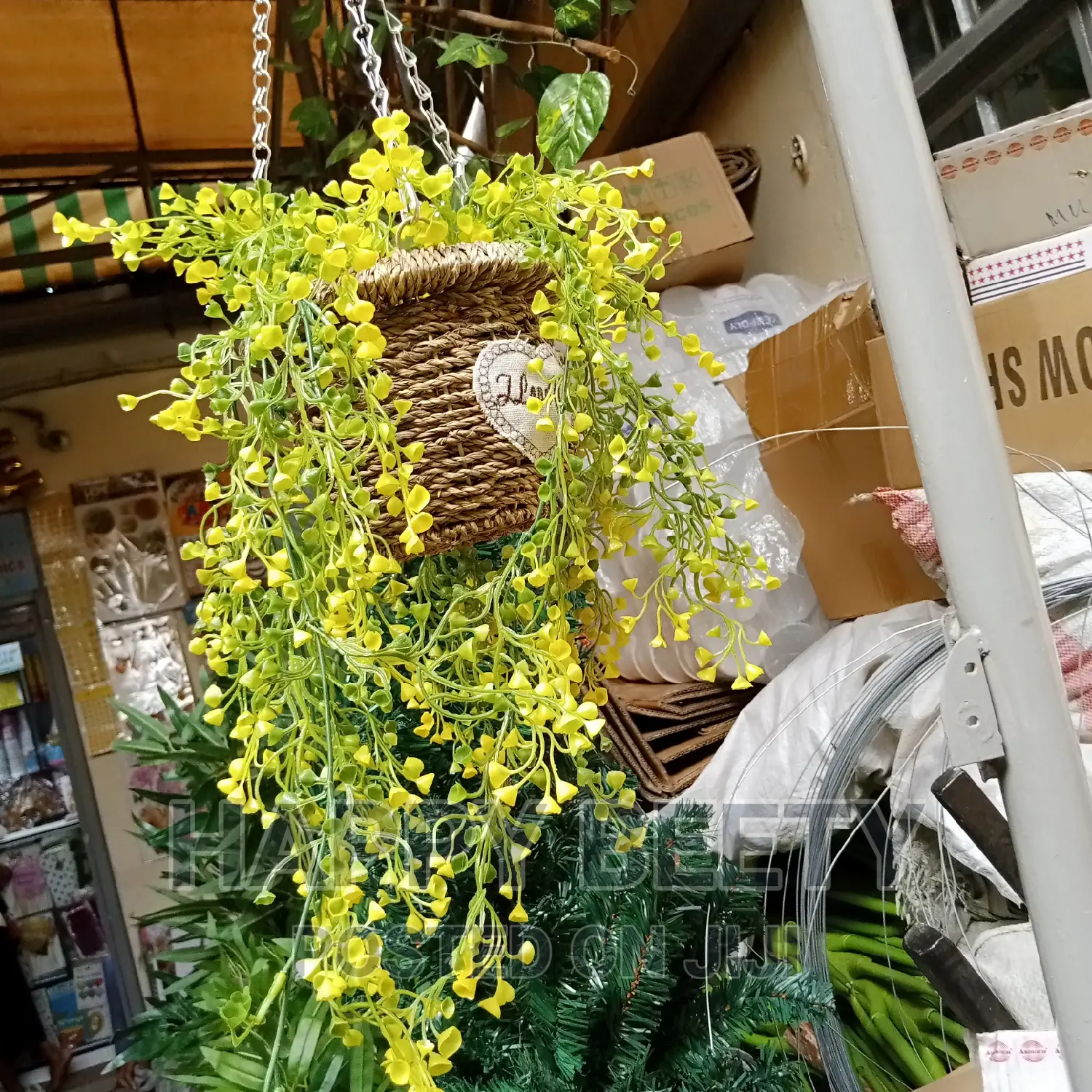 Artificial Wall Hanging With Hanging Basket