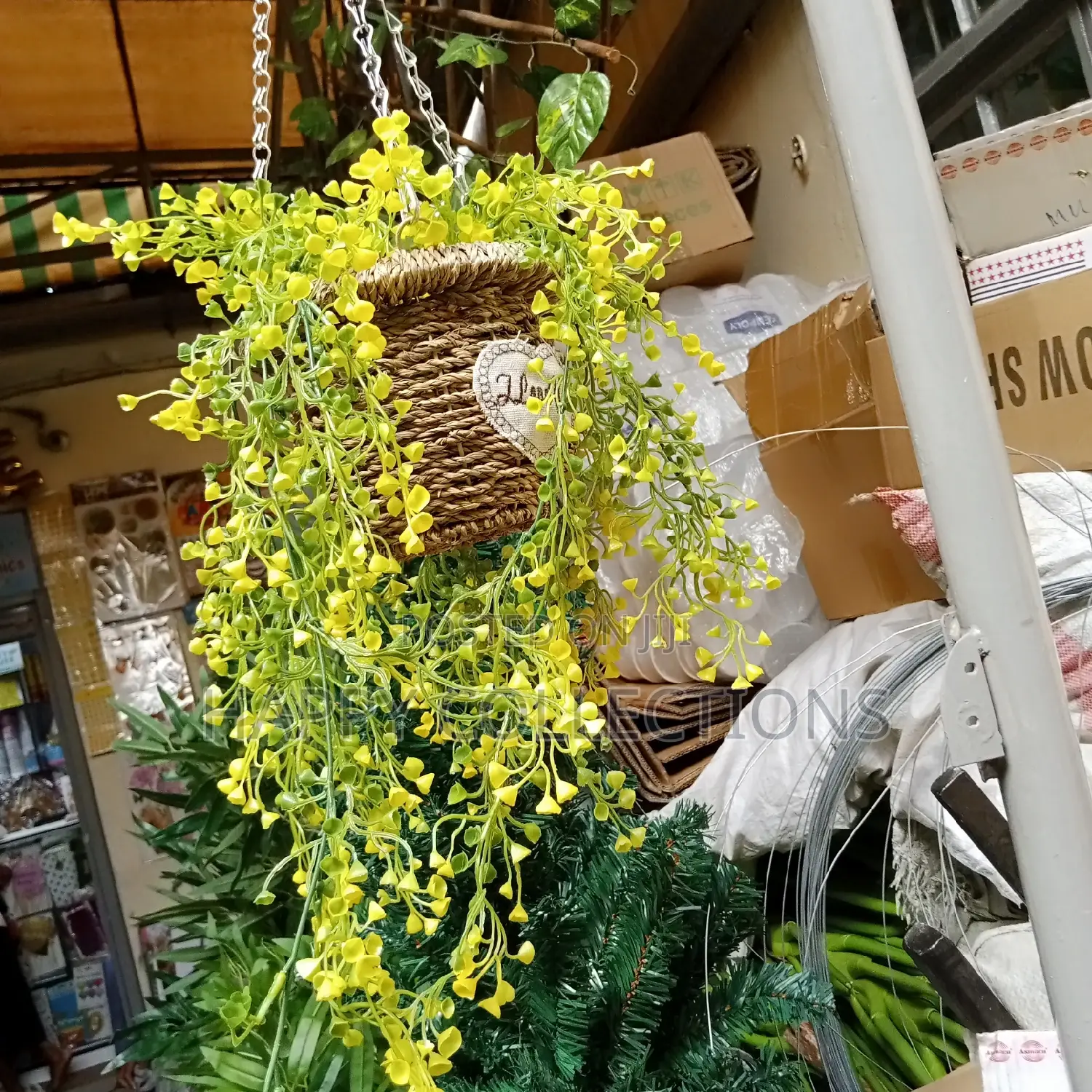 Artificial Wall Hanging With Hanging Basket