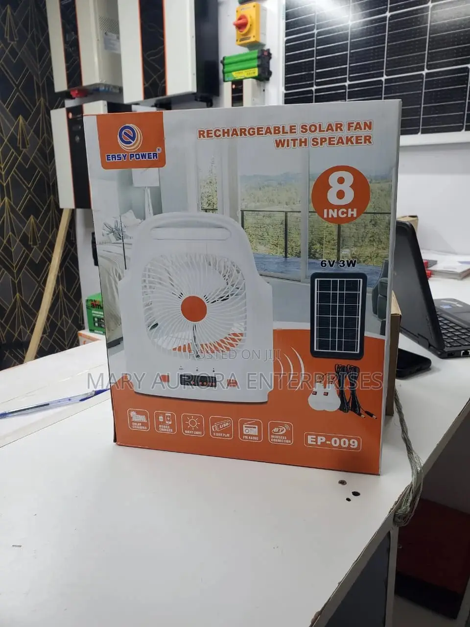 Rechargeable Solar Fan With Speaker