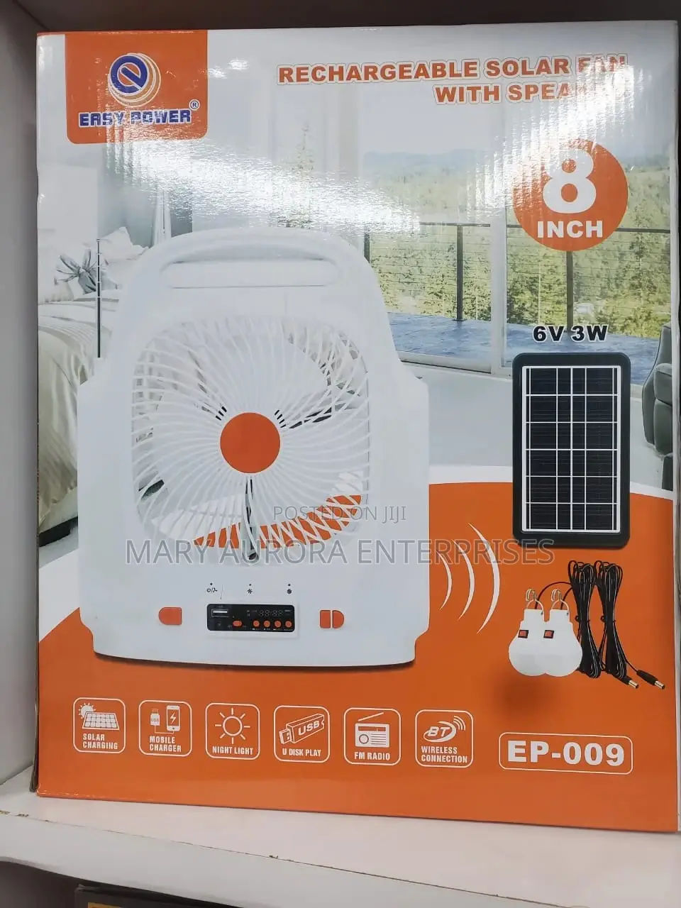 Rechargeable Solar Fan With Speaker