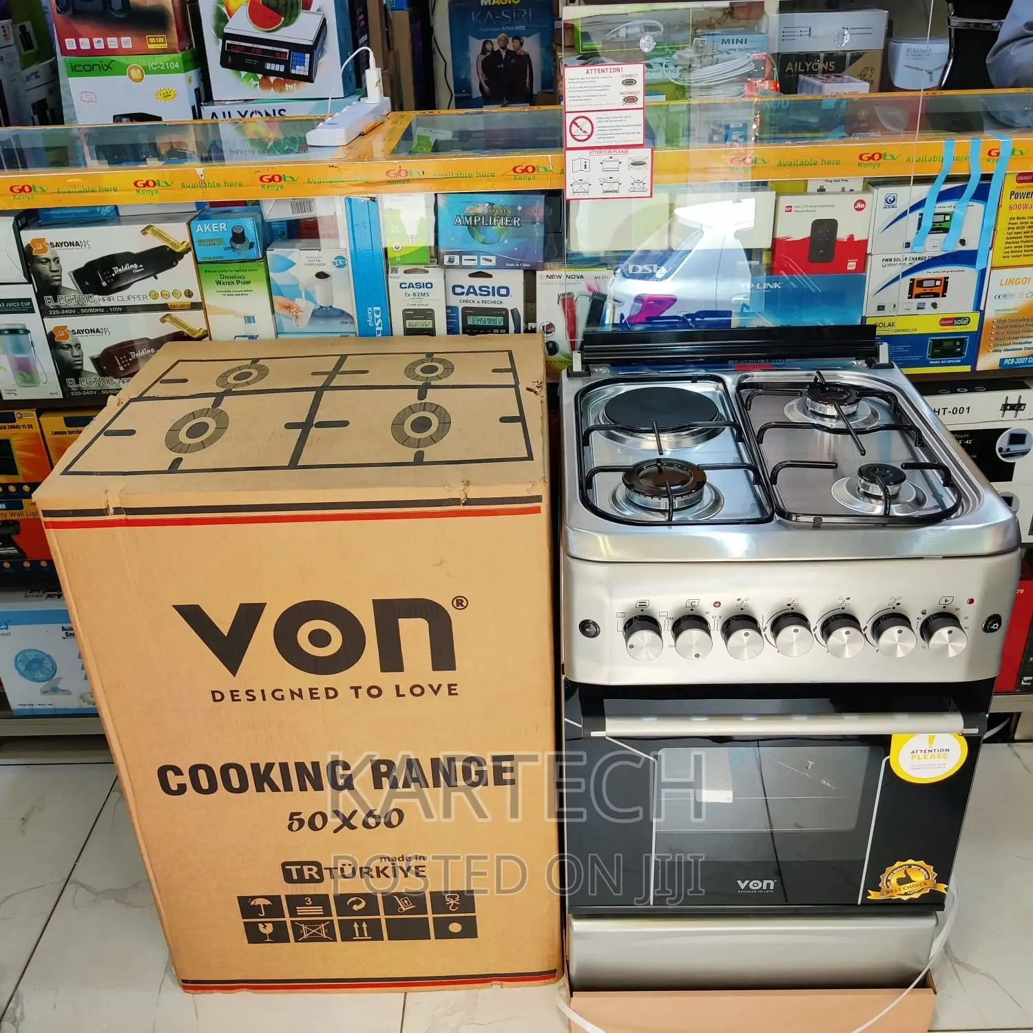Von Standing Cooker
3g+1e
Electric Oven 
50cmx60cm