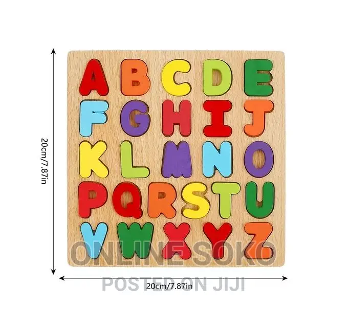 Wooden Puzzle Alphabet Letters Numbers Early Educational Toy