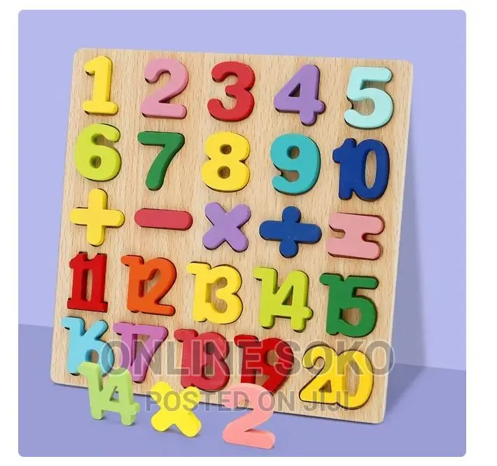 Wooden Puzzle Alphabet Letters Numbers Early Educational Toy