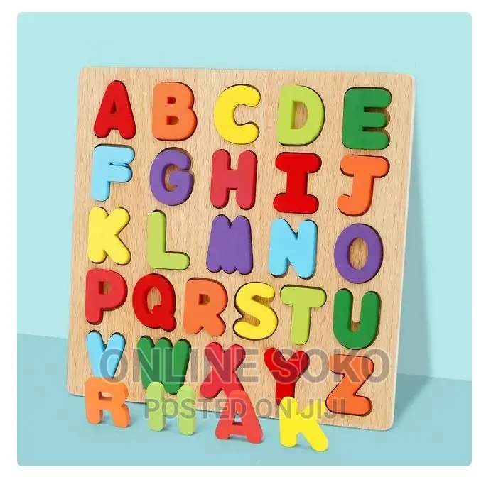 Wooden Puzzle Alphabet Letters Numbers Early Educational Toy