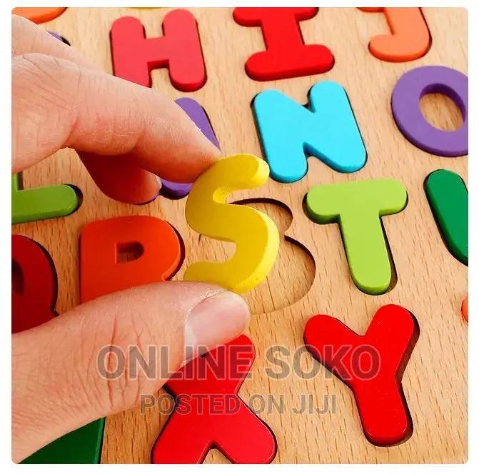Wooden Puzzle Alphabet Letters Numbers Early Educational Toy