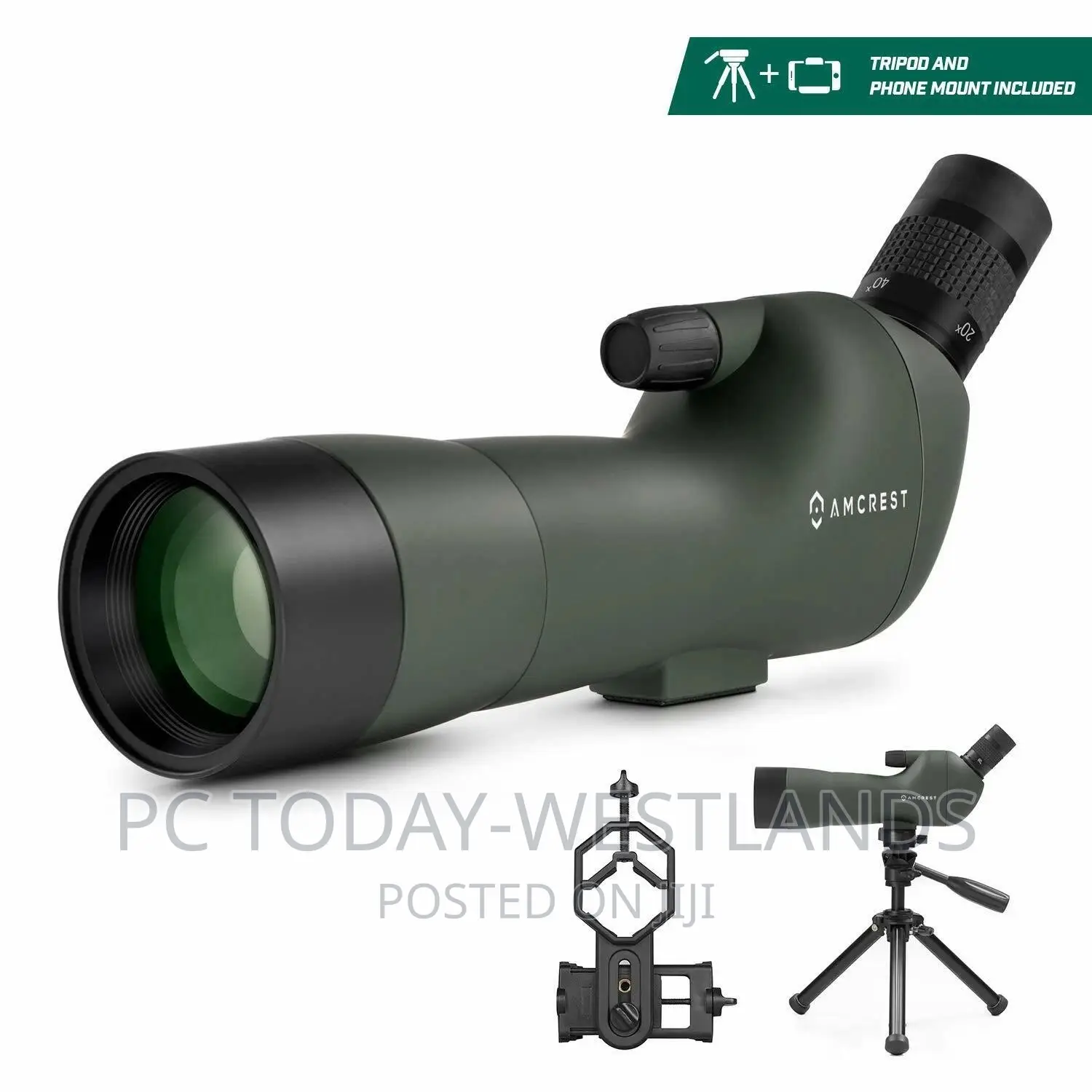 Amcrest Spotting Scope for Target Shooting W/Tripod 20-60x60