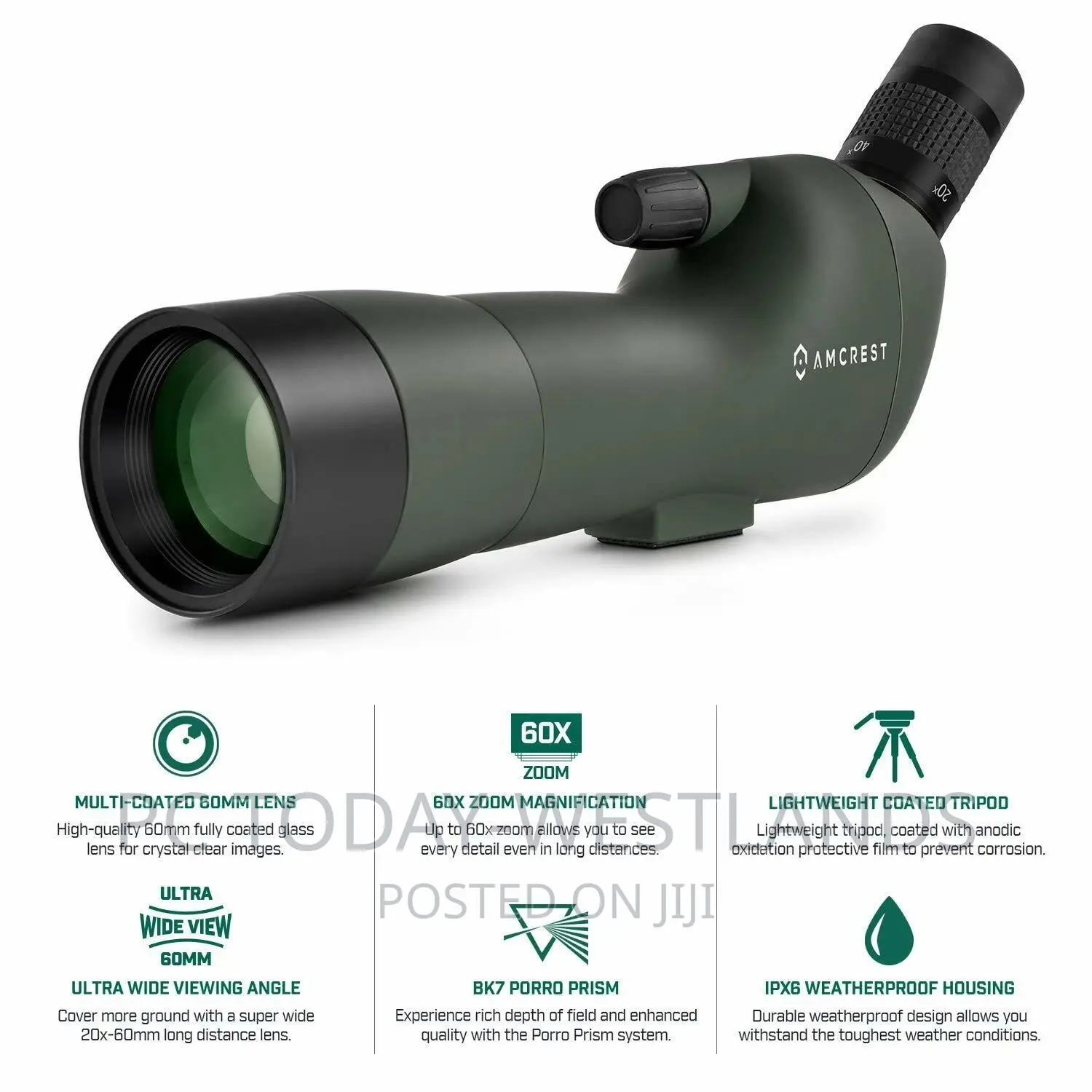 Amcrest Spotting Scope for Target Shooting W/Tripod 20-60x60