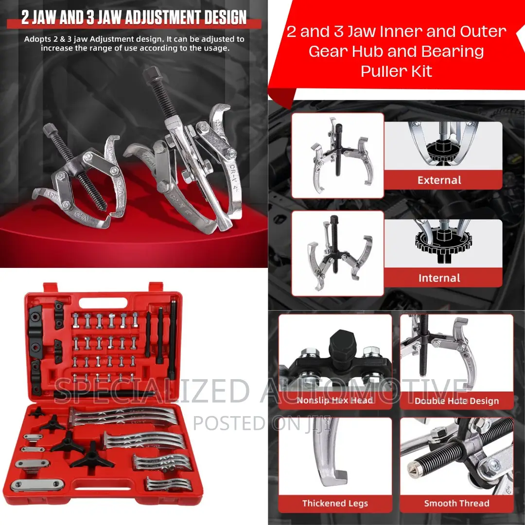 2 and 3 Jaw Inner and Outer Gear Hub and Bearing Puller Kit