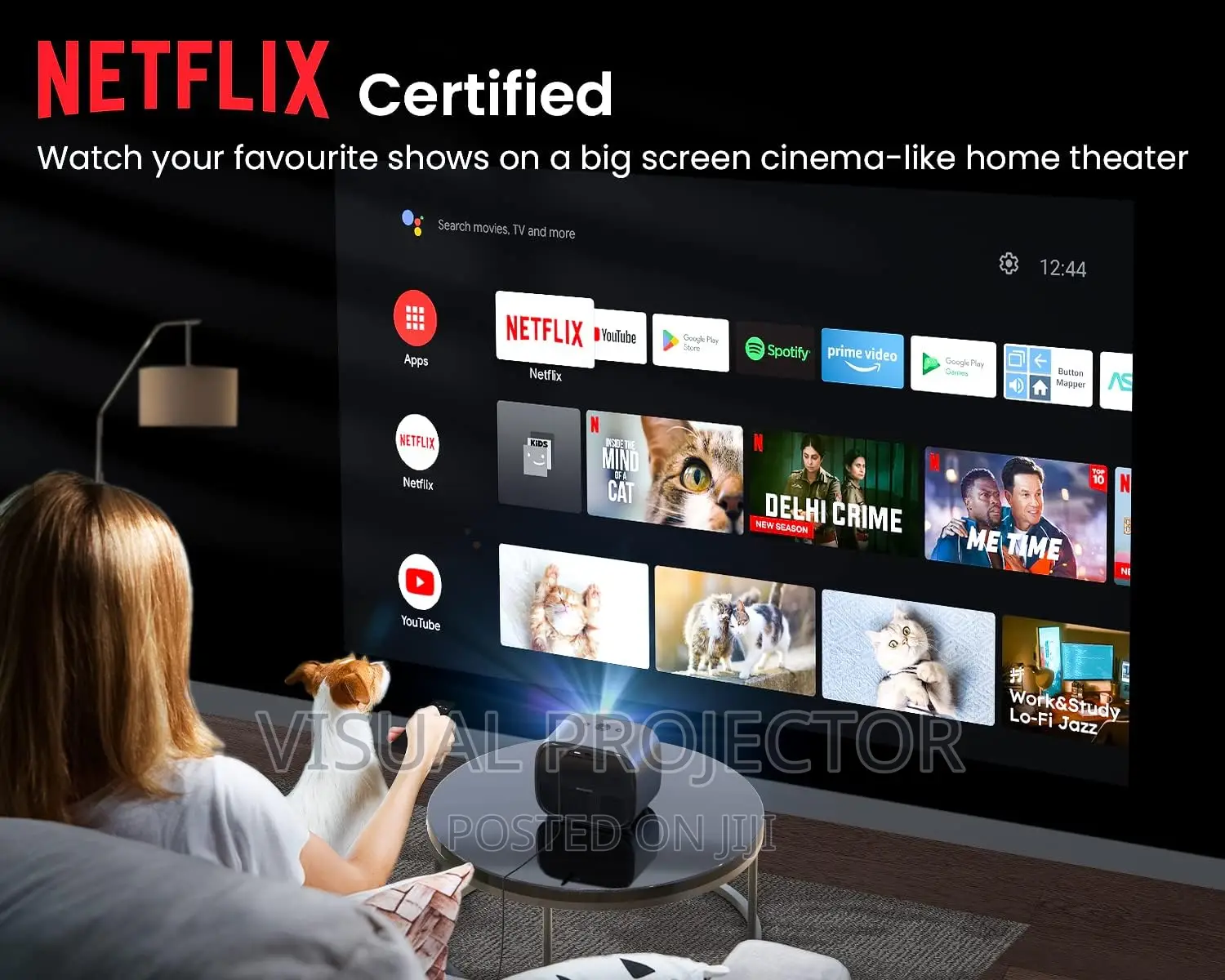 ETOE 1080P Smart Projector, Video Projector With Android