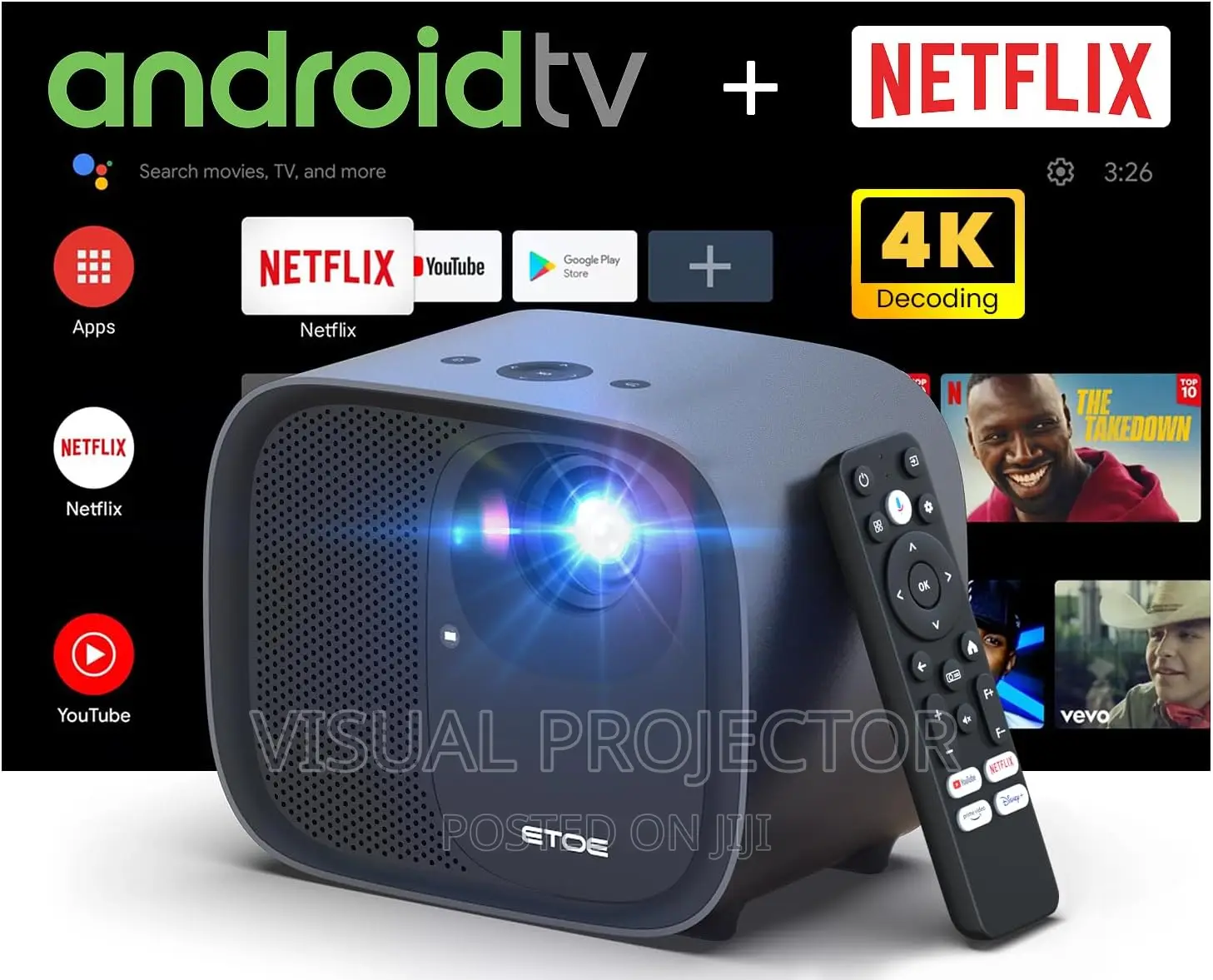 ETOE Android TV 10.0 Projector, 1080P FHD Smart Projecto
