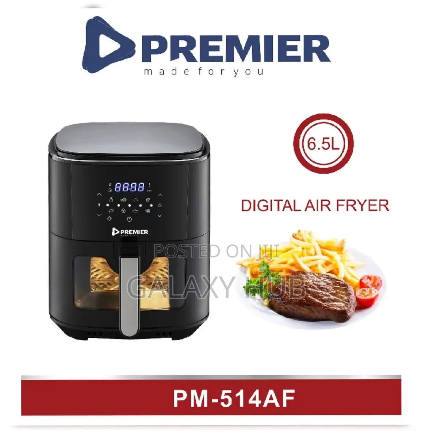 Premier Dual Basket Digital Air Fryer 6.5 Litres Pm - 514af