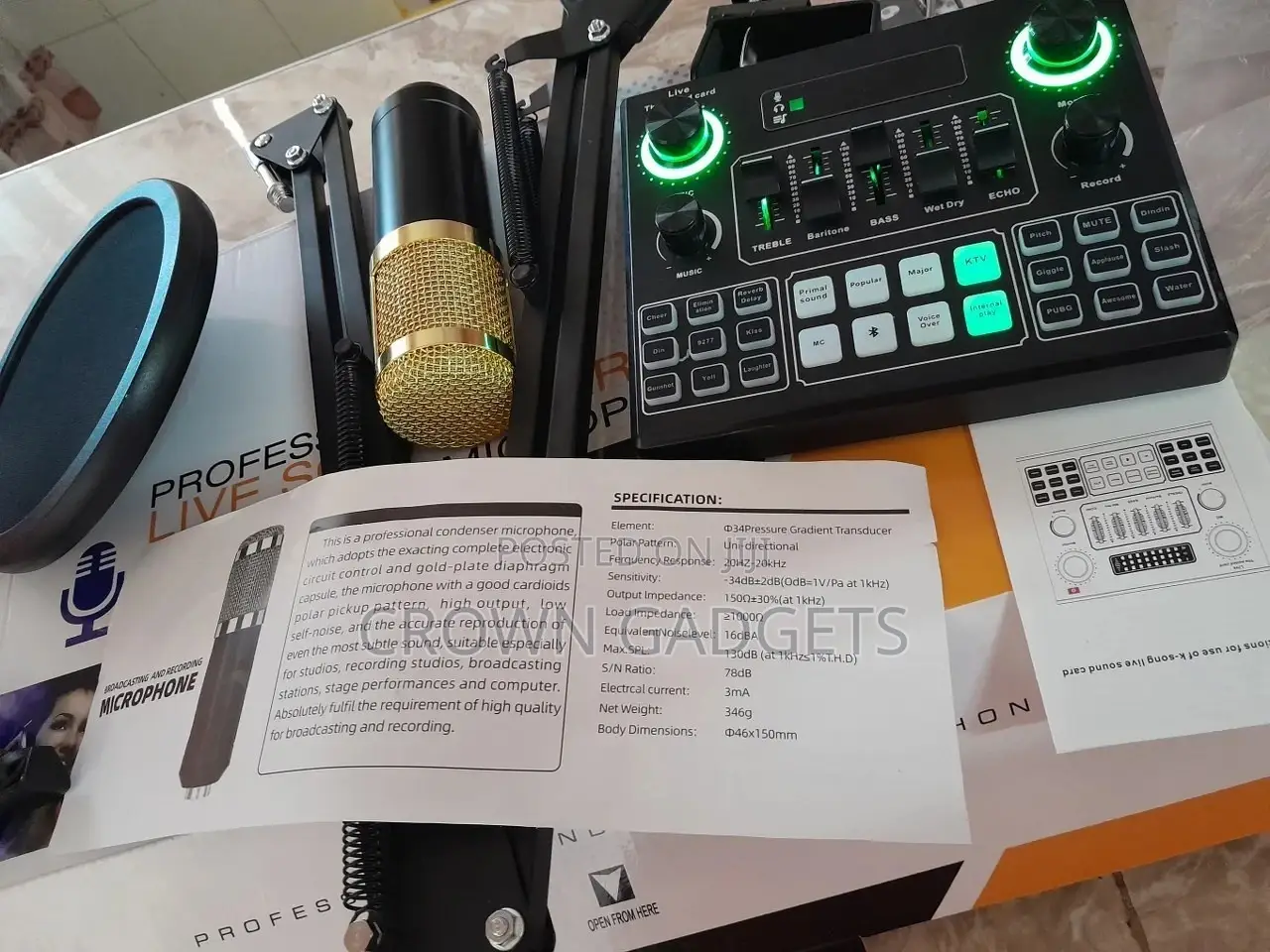 Condenser Microphone DJ Mixer With Adjustable Mic Suspense