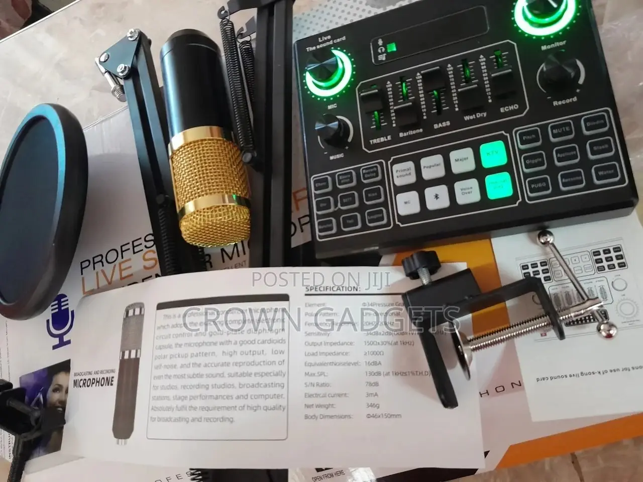 Condenser Microphone DJ Mixer With Adjustable Mic Suspense
