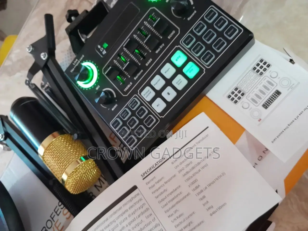 Condenser Microphone DJ Mixer With Adjustable Mic