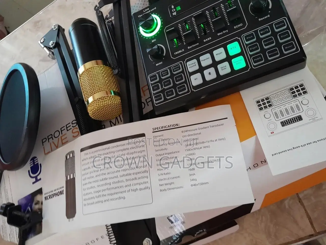 Condenser Microphone DJ Mixer With Adjustable Mic