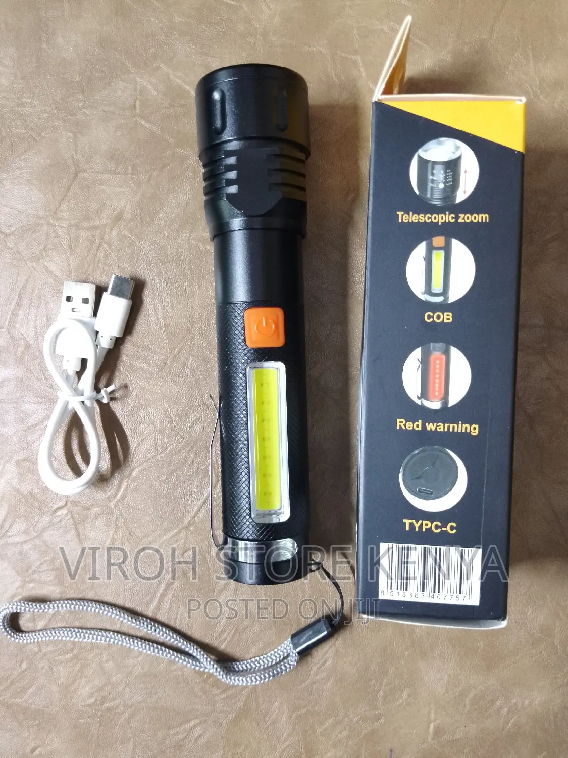 P50 Zooming Torch With Warning Light and Type C Charging
